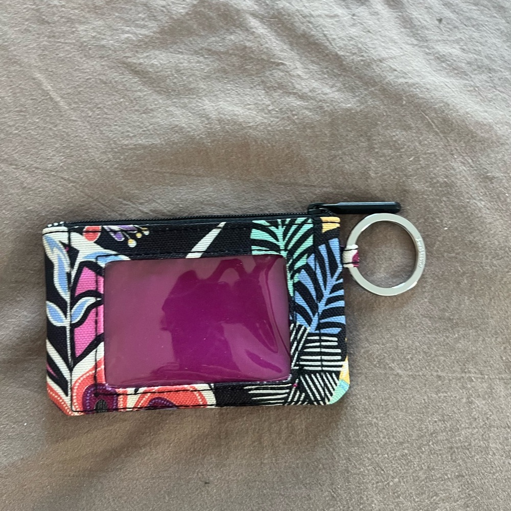 🔴VERA BRADLEY Black Kauai Floral Zip ID Case